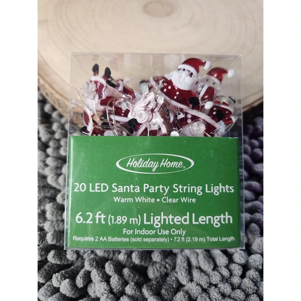 Holiday Home LED Miniature Santa Party Lights For Indoor Use Only 6.2ft~NEW~RARE